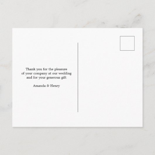 フォトコラージュ葉モノグラム結婚のサンキューカード 案内ポストカード (裏面)