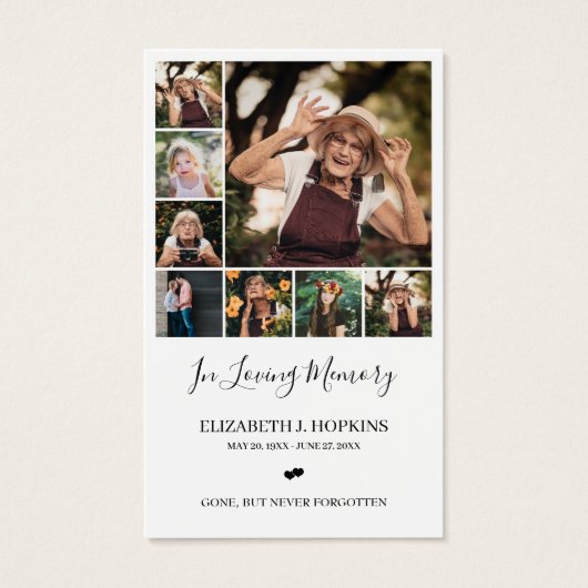 フォトコラージュ葬儀記念祈りの言葉カード8枚 (正面)