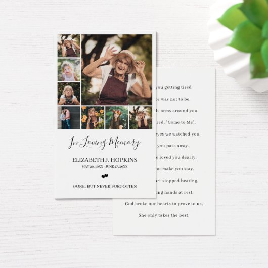 フォトコラージュ葬儀記念祈りの言葉カード8枚 (デスク)