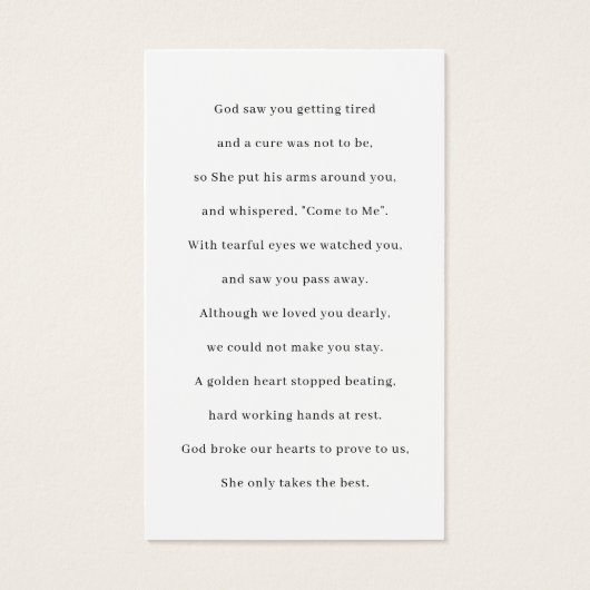 フォトコラージュ葬儀記念祈りの言葉カード9 (裏面)