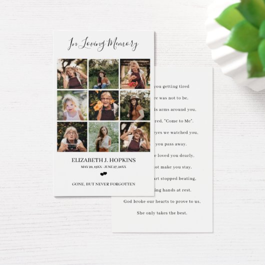 フォトコラージュ葬儀記念祈りの言葉カード9 (デスク)