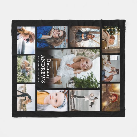 フォトコラージュ記念葬式の作成 フリースブランケット (正面(横))