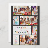 フォトコラージュ誕生日カード – グレーブラック7フレーム シーズンカード (正面/裏面)