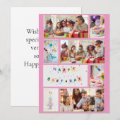 フォトコラージュ誕生日カード – ピンク7フレーム シーズンカード (正面/裏面)