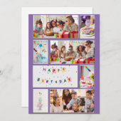 フォトコラージュ誕生日カード – 紫7フレーム シーズンカード (正面/裏面)