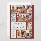 フォトコラージュ誕生日カード – 7フレーム付き赤 シーズンカード (正面/裏面)