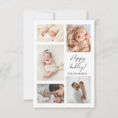 フォトコラージュ誕生統計ホリデーベビーシャワー サンキューカード (裏面)