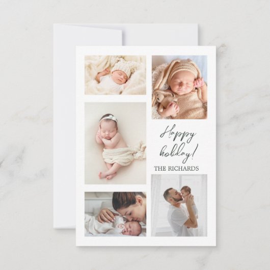 フォトコラージュ誕生統計ホリデーベビーシャワー サンキューカード (裏面)