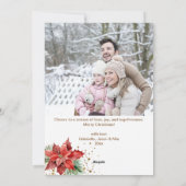 フォトコラージュ赤金ゴールドポインセチアのクリスマス シーズンカード (裏面)