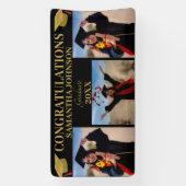 フォトコラージュ金ゴールド文字大学院ブラックバナー 横断幕 (縦)