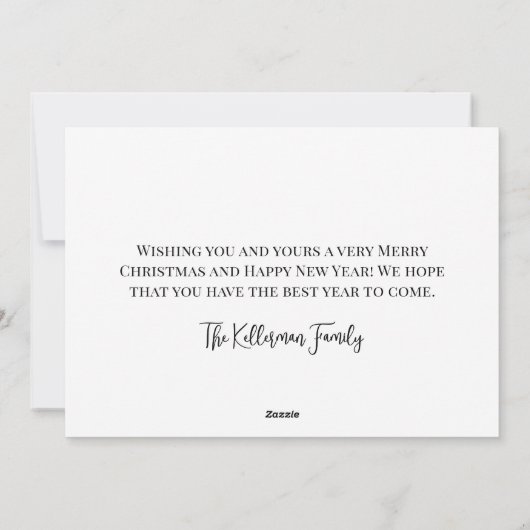 フォトコラージュ黒い格子模様メリークリスマス シーズンカード (裏面)