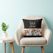 フォトコラージュ黒と金ゴールド100歳の誕生日 クッション (椅子)