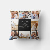 フォトコラージュ黒タイポグラフィモダン母親の日 クッション (裏面)