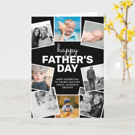 フォトコラージュ黒ハッピーファーザーの日 カード (黄色い花)