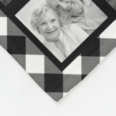 フォトコラージュ黒バッファロープレイドモノグラム名 フリースブランケット (角)