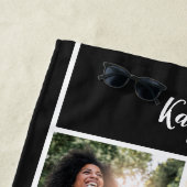 フォトコラージュ黒金ゴールドパーソナライズされた卒業 ビーチタオル (インサイチュ)