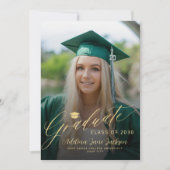 フォトコラージュ黒金ゴールド2025年卒業 案内状 (正面)