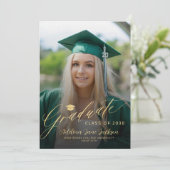 フォトコラージュ黒金ゴールド2025年卒業 案内状 (スタンド正面)