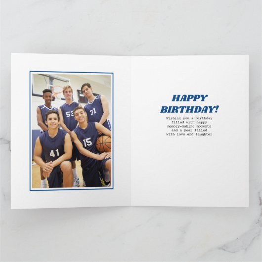 フォトコラージュ10写真名と任意の年齢誕生日 カード (内部)