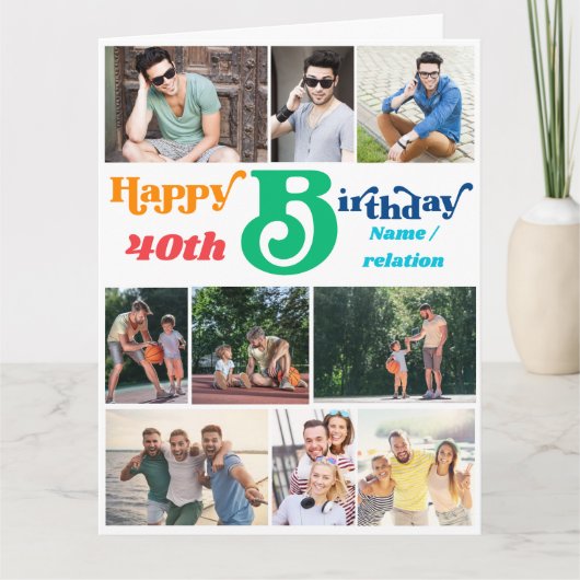 フォトコラージュ10写真名と任意の年齢誕生日 カード (正面)