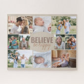 フォトコラージュ10家族の写真信じは幸せ ジグソーパズル (横)