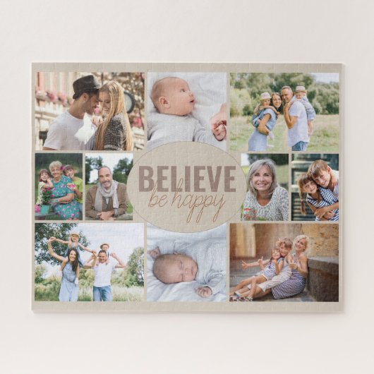 フォトコラージュ10家族の写真信じは幸せ ジグソーパズル (横)