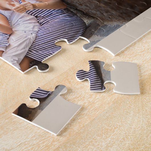 フォトコラージュ10家族の写真信じは幸せ ジグソーパズル (側面)