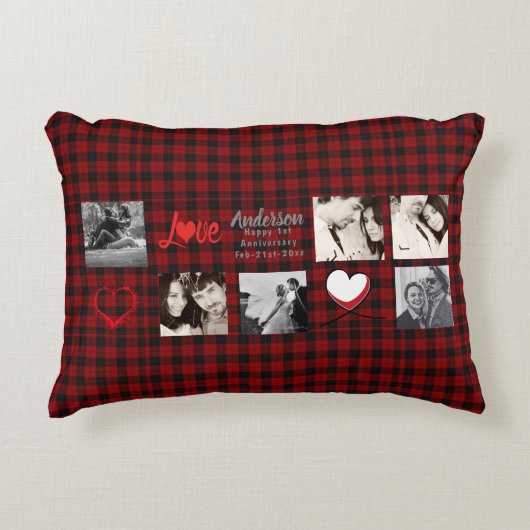 フォトコラージュ10 15 20周年記念バッファロープレイド アクセントクッション (正面)
