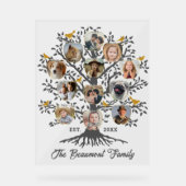 フォトコラージュ12ファミリーツリー名前をカスタムすると日付 アクリルサイン (正面)