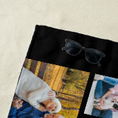 フォトコラージュ12写真組積造グリッドブラック ビーチタオル (インサイチュ)