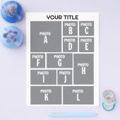 フォトコラージュ12枚の写真レイアウト チラシ (シングル)