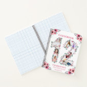 フォトコラージュ12誕生日ガールピンクフラワーホワイト ノートブック (内部)