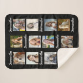 フォトコラージュ12 Instagram写真キッズネームブラック シェルパブランケット (正面(横))