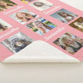 フォトコラージュ12 Instagram写真子供の名前ピンク シェルパブランケット (3/4)