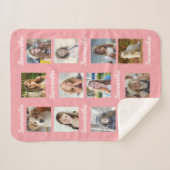 フォトコラージュ12 Instagram写真子供の名前ピンク シェルパブランケット (正面(横))