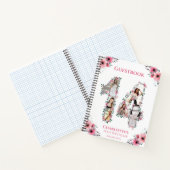 フォトコラージュ14誕生日ピンクフラワーゲストブック ノートブック (内部)