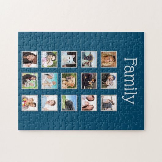 フォトコラージュ15枚の画像ファミリー ジグソーパズル (横)