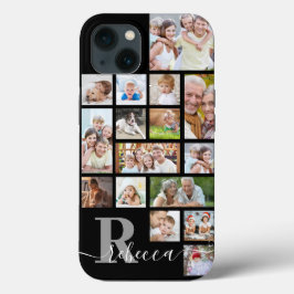 フォトコラージュ16枚フォトモノグラム名カスタムの色 iPhone 16ケース