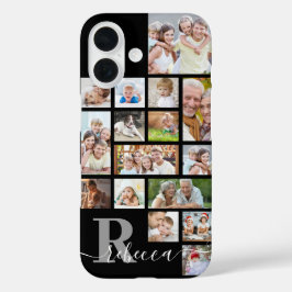 フォトコラージュ16枚フォトモノグラム名カスタムの色 iPhone 16ケース