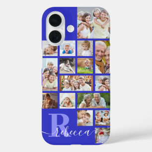 フォトコラージュ16枚フォトモノグラム名紫 iPhone 16ケース