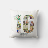 フォトコラージュ16誕生日パーソナライズされた記念 クッション (正面)