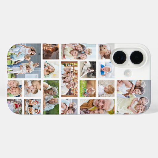 フォトコラージュ18枚カスタム写真カラーホワイト Case-Mate iPhoneケース (裏面 (横))
