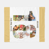 フォトコラージュ18誕生日ニュートラルサンド写真 フリースブランケット (正面(横))