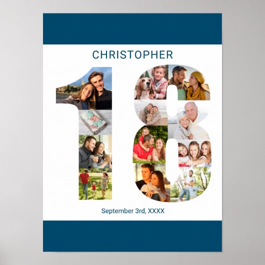 フォトコラージュ18 18パーソナライズされた誕生日 ポスター (正面)
