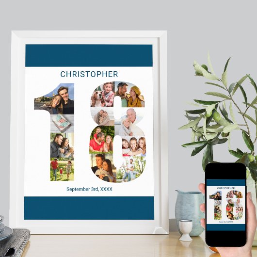 フォトコラージュ18 18パーソナライズされた誕生日 ポスター
