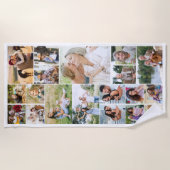 フォトコラージュ19写真ホワイトファミリー懇親会 ビーチタオル (正面)