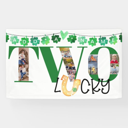 フォトコラージュ2ラッキーカスタム2nd誕生日パーティー 横断幕 (横)