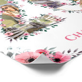 フォトコラージュ20誕生日ガールピンクフラワーホワイト ポスター (角)