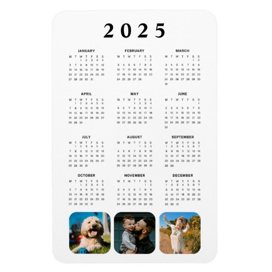 フォトコラージュ2025年カレンダー磁石 マグネット (縦)