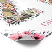 フォトコラージュ21歳の誕生日ガールピンクフラワーホワイト ポスター (角)